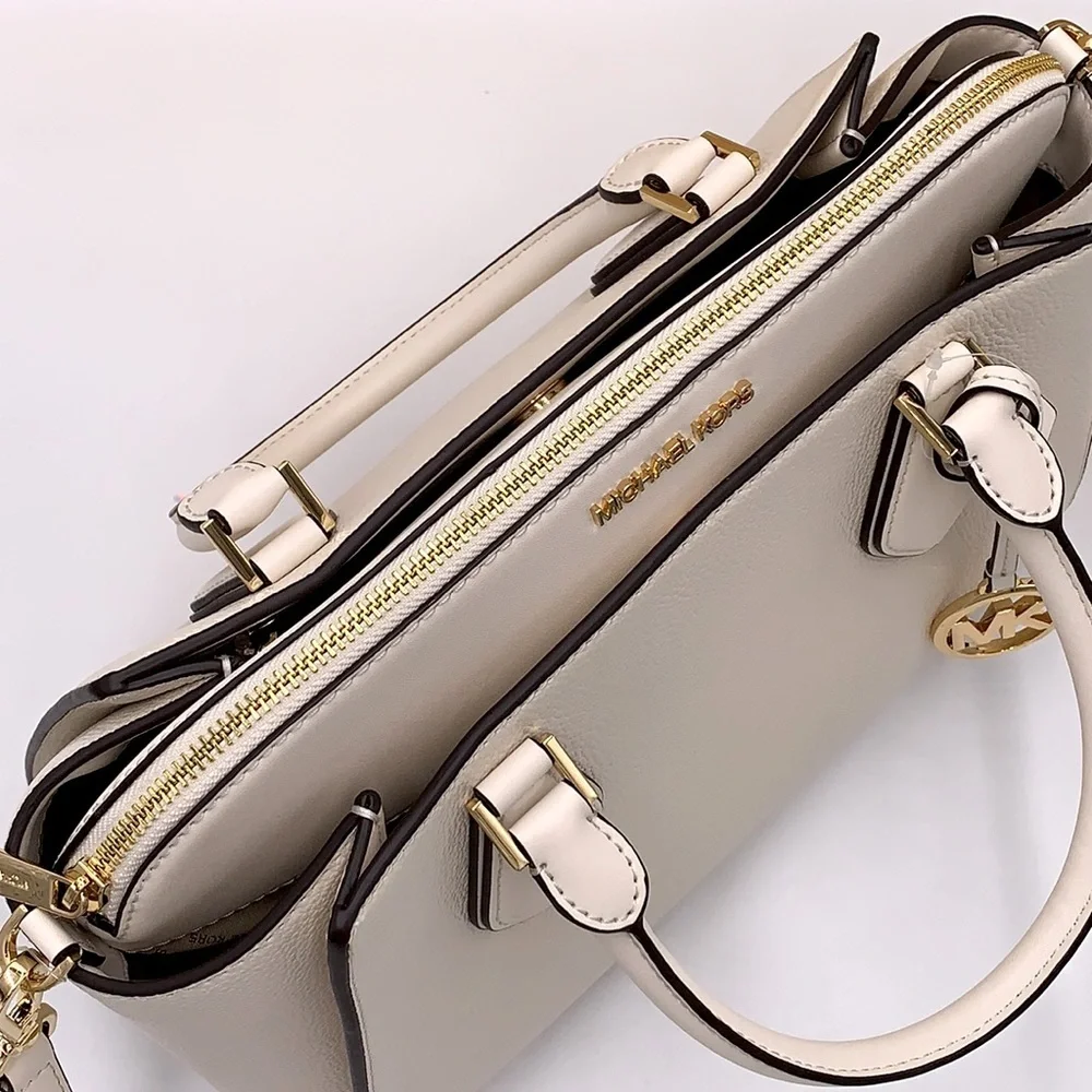 MICHAEL KORS DARIA LARGE SATCHEL LIGHT CREAM COLOR